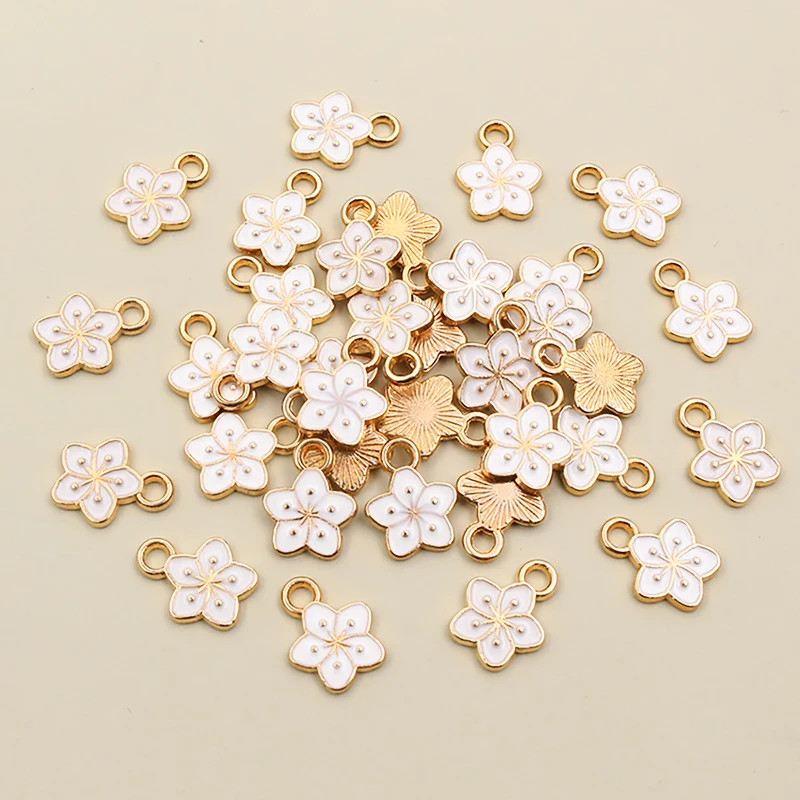 Vibrant Multi-Color Alloy Flower Charms for Jewelry Making - Set of 50