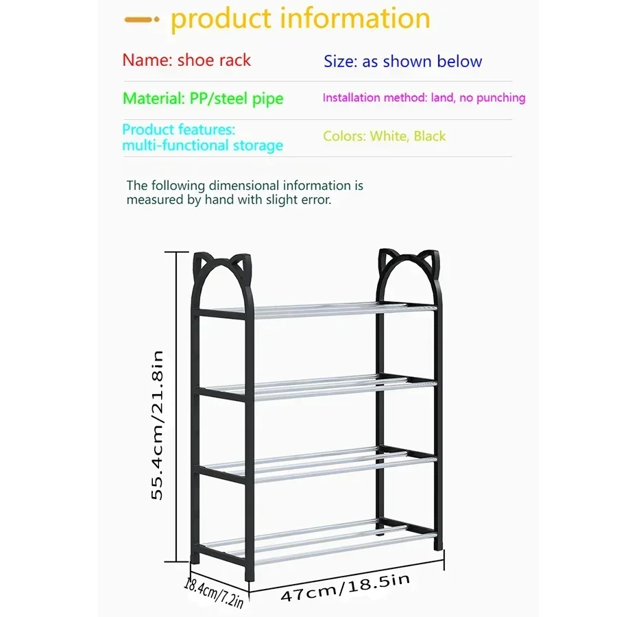 4 layer 56*47*19cm Household storage rack Simple shoe cabinet Shoe storage rack Cat galvanized tube shoe