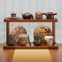Versatile 2-Tier Wooden Storage Rack for Kitchen&Tea Room-Countertop Organizer with Decorative Desktop Multi-layer Storage Rack 6