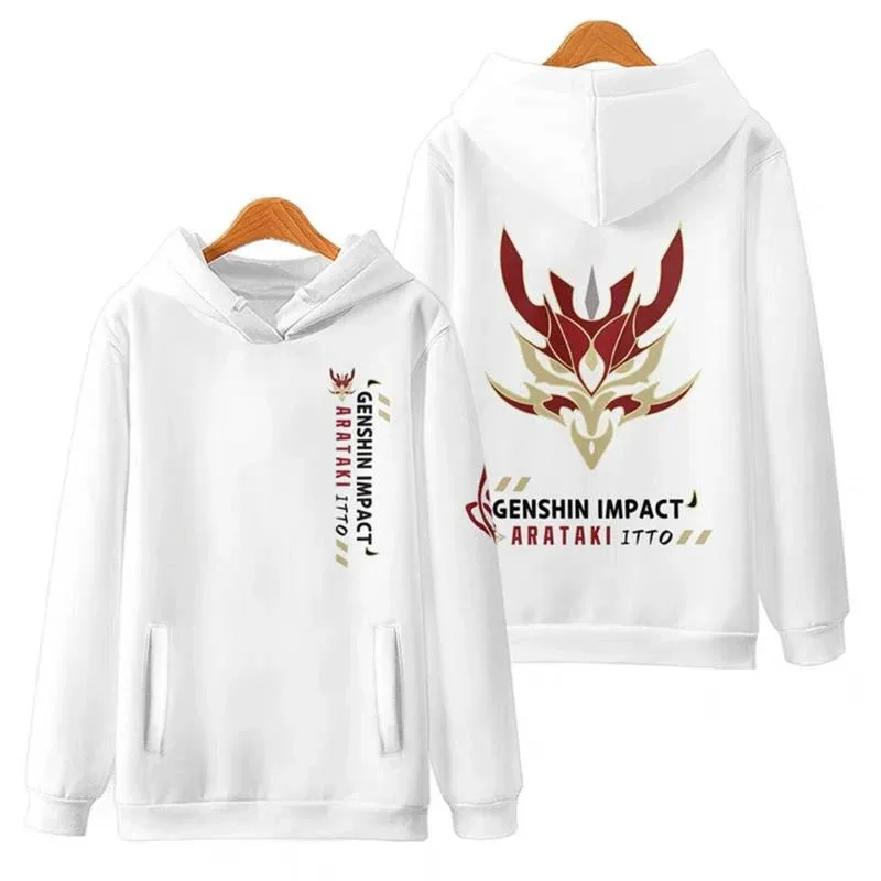 Genshin impact arataki itto anime game 3d hoodies sweaters cosplay male female hooded sport tops long sleeve hooded pullover 4xl