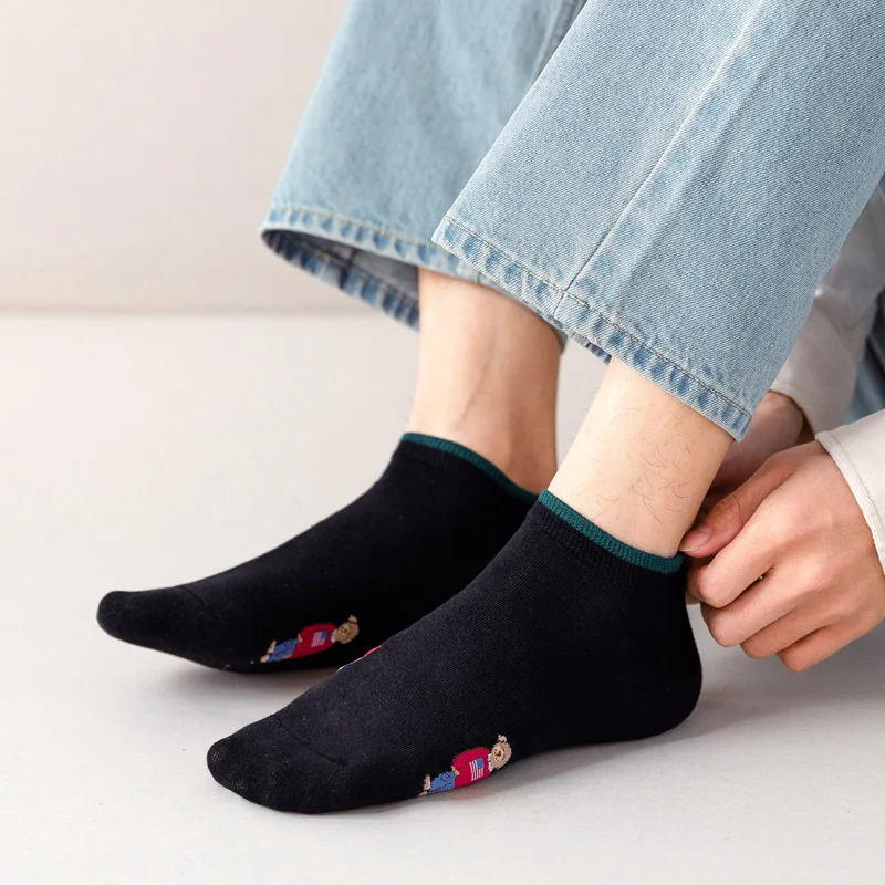 Socken Weiblichen Frühling Und Herbst Mid-rohr Stickerei Bär Schlauch Nette Casual Einfarbig Sport Pile Kawaii Socken Harajuku calcetines – Detail 31