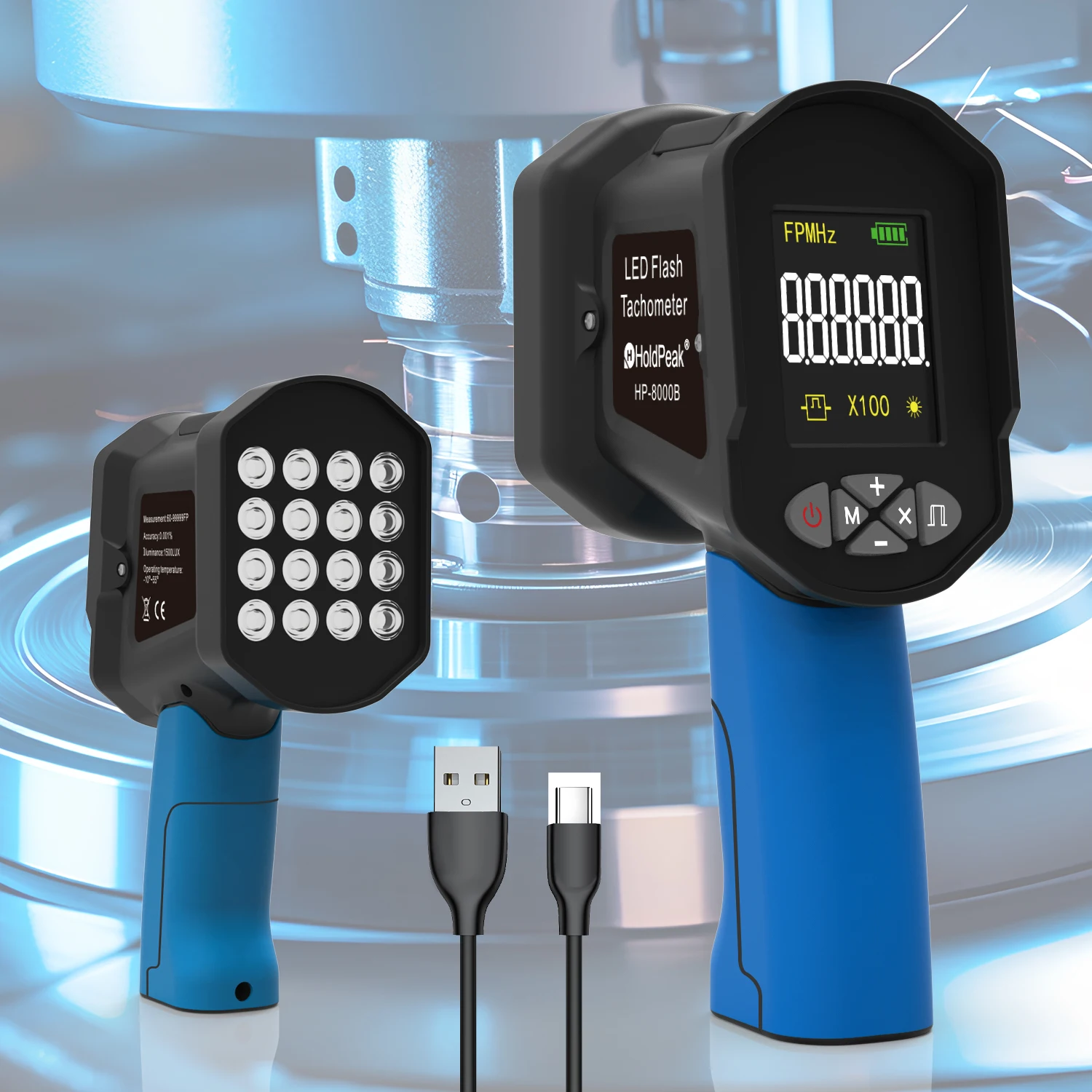 Фото Тахометр вспышки HoldPeak, цифровой тахометр RPM Testo, портативный Спидометр 60 ~ 99999 FPM, для снаряжения, печати, планшетов №3