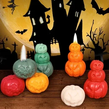 New Halloween Handmade Pumpkin Candle Silicone Mold DIY Candle Making Soap Resin Chocolate Beeswax Mold Christmas Gifts 2