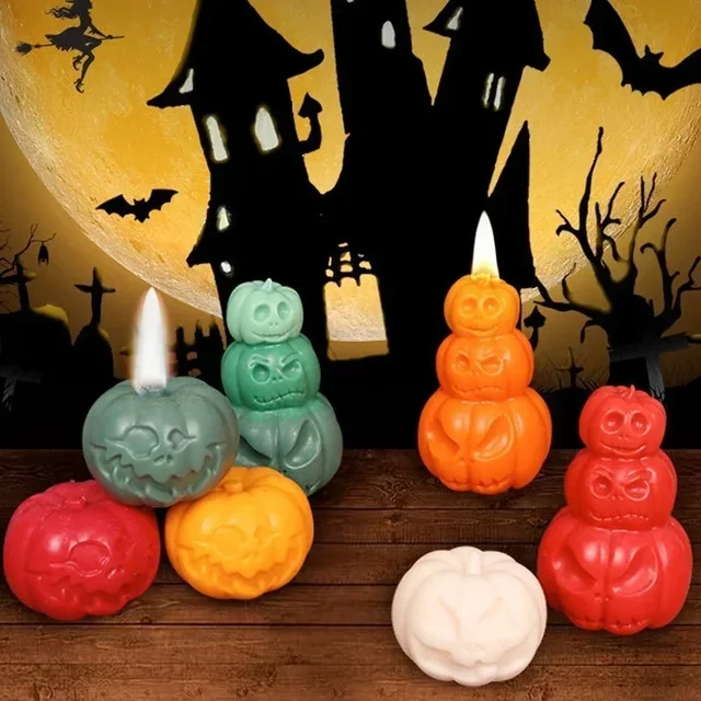 New Halloween Handmade Pumpkin Candle Silicone Mold DIY Candle Making Soap Resin Chocolate Beeswax Mold Christmas Gifts 2