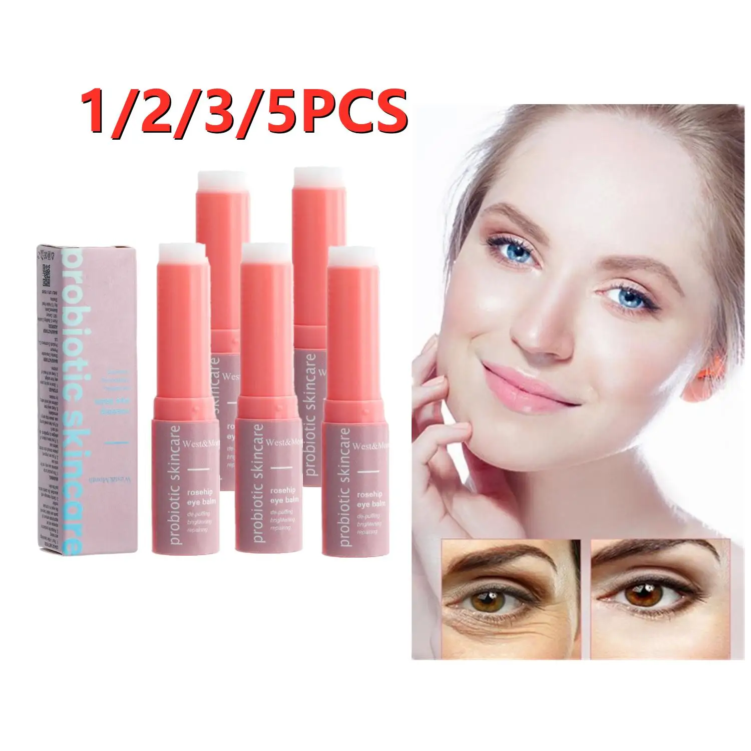 LOT Women Extra Renewing Rosehip Eye Balm Face Lifting Moisturizing Balm Stick Anti-Wrinkle Anti-Puffiness Remove Dark Circle