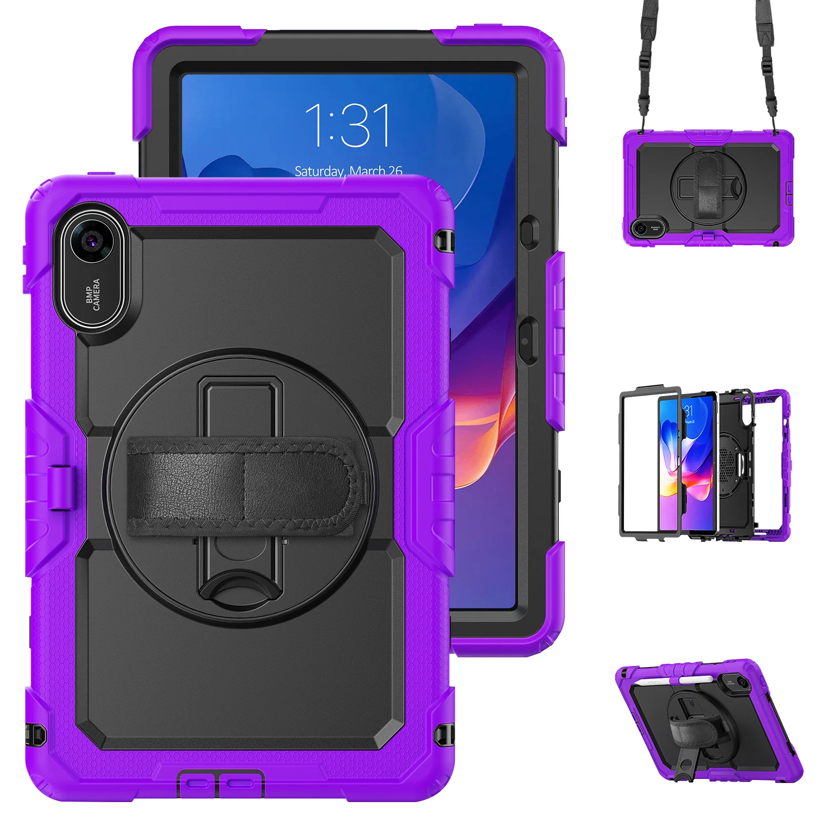 Heavy Duty Shockproof Tablet Case with Screen Protectors & Shoulder Strap