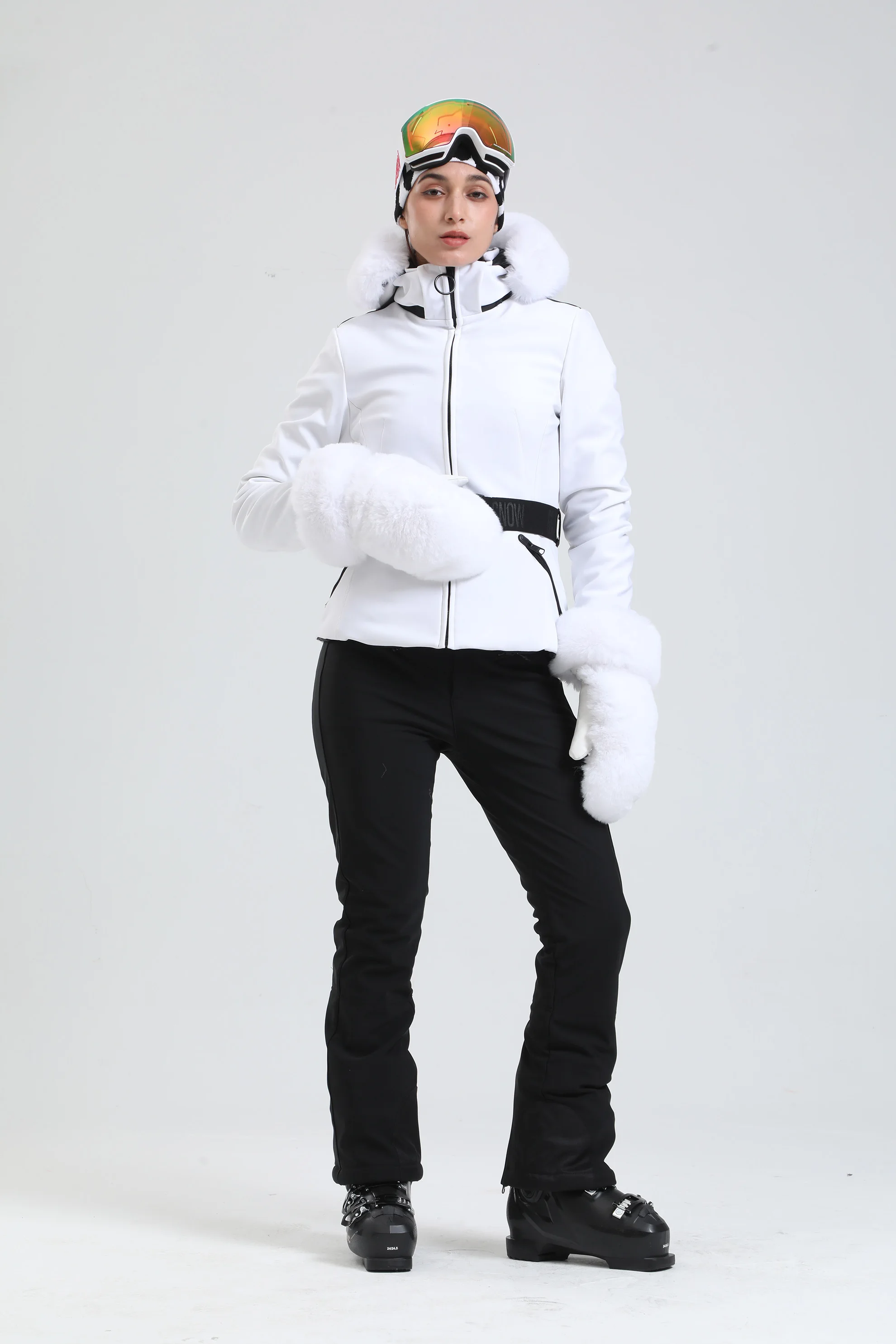 Gsou Snow Winter Warm Fashion Ski Jacket Women Waterproof Windproof Slim Ski Equipment Clothes Female Cotton Snowsuit