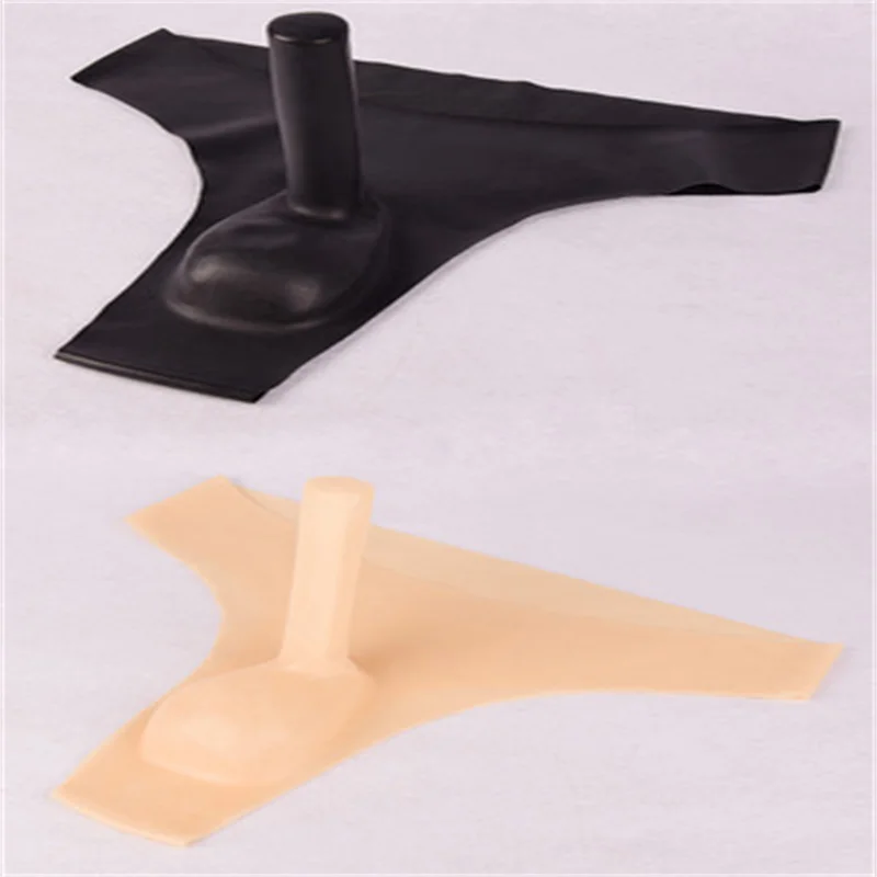 Mens Underwear Sexy Latex Briefs Fetish with Sheath Penis Condom Transparent and Black for Men