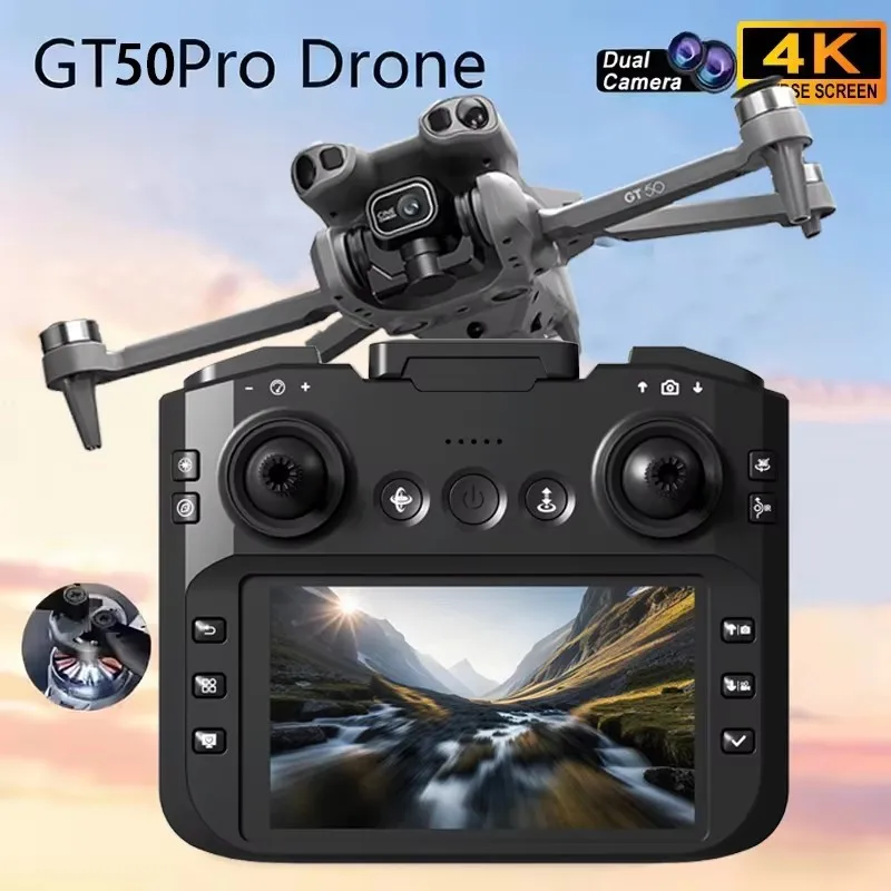 Drone en action filmant un paysage, avec stabilisation anti-vibration pour des images nettes en 8K.