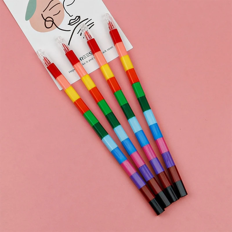 12 Colors Graffiti Crayons Stackable Puzzle Crayon Pens Total Length 10'' Kids Students Coloring Set for Home Xmas Party D5QC