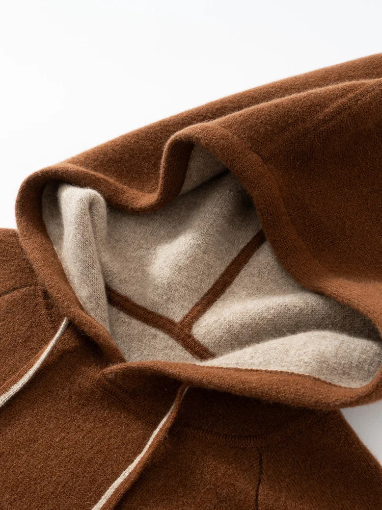 Choice Autumn Winter Men Cashmere Hooded Pullover 100% Pure Cashmere Knitted Sweater Long Sleeve Thick Soft Warm Casual Clothing 5