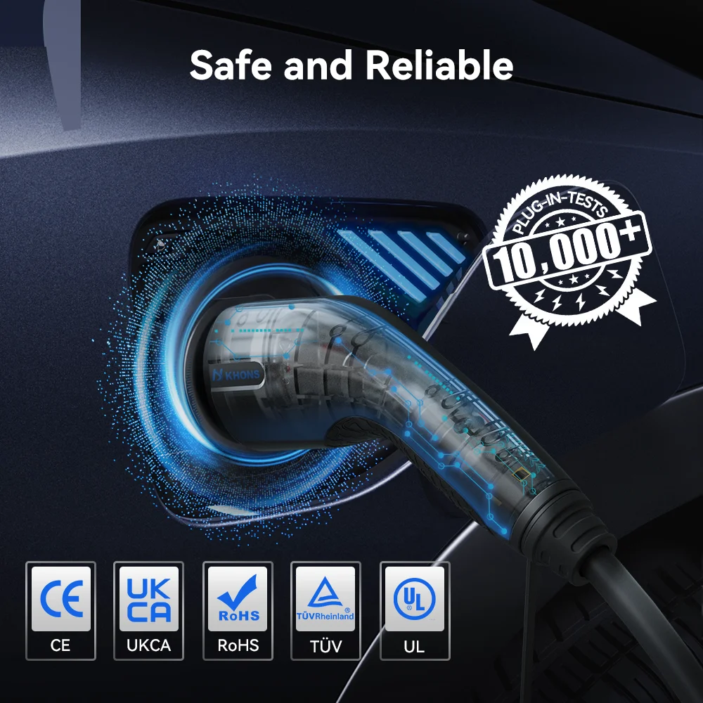Khons EV-Ladekabel Typ2 auf Typ2 Ladekabel 22 kW 32 A EV-Ladegerät Buchse Stecker auf Stecker EVSE-Lade 5 m TPU-Kabel – Detail 8