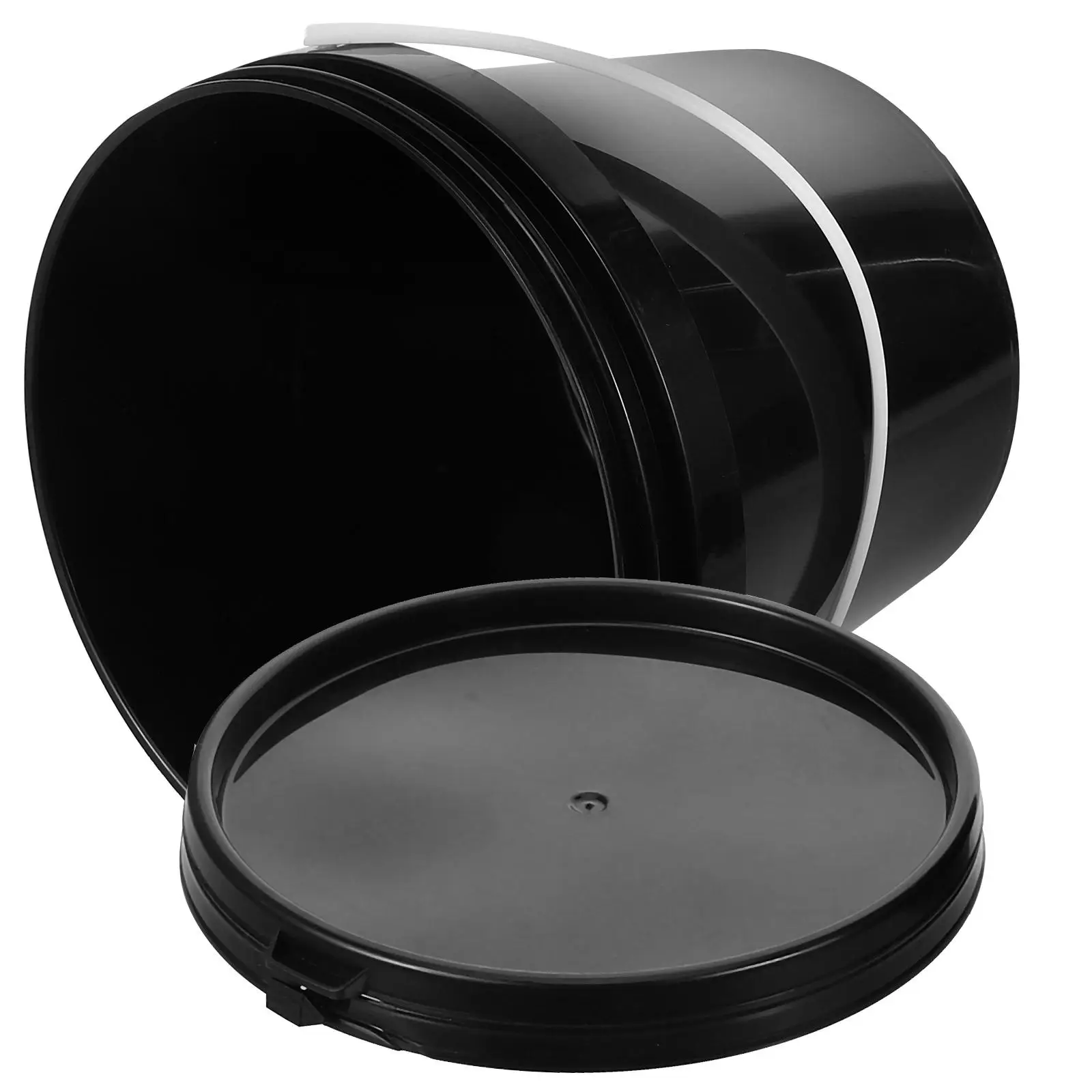 2L Black Lightproof Bucket Durable Plastic Container With Handle Empty Paint Cans Round Lid Paint Bucket Storage For