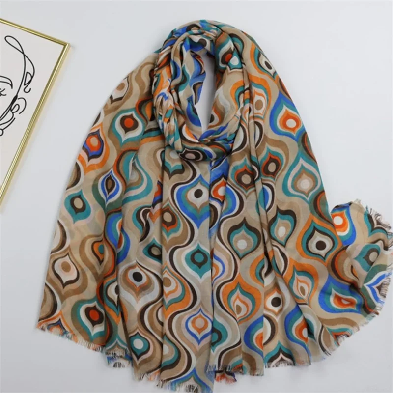 180*90Cm Viscose Scarves for Women Fashion Abstract Colorful Eyes Tassel Shawls And Wraps Pashmina Stole Bufandas Muslim Sjaal