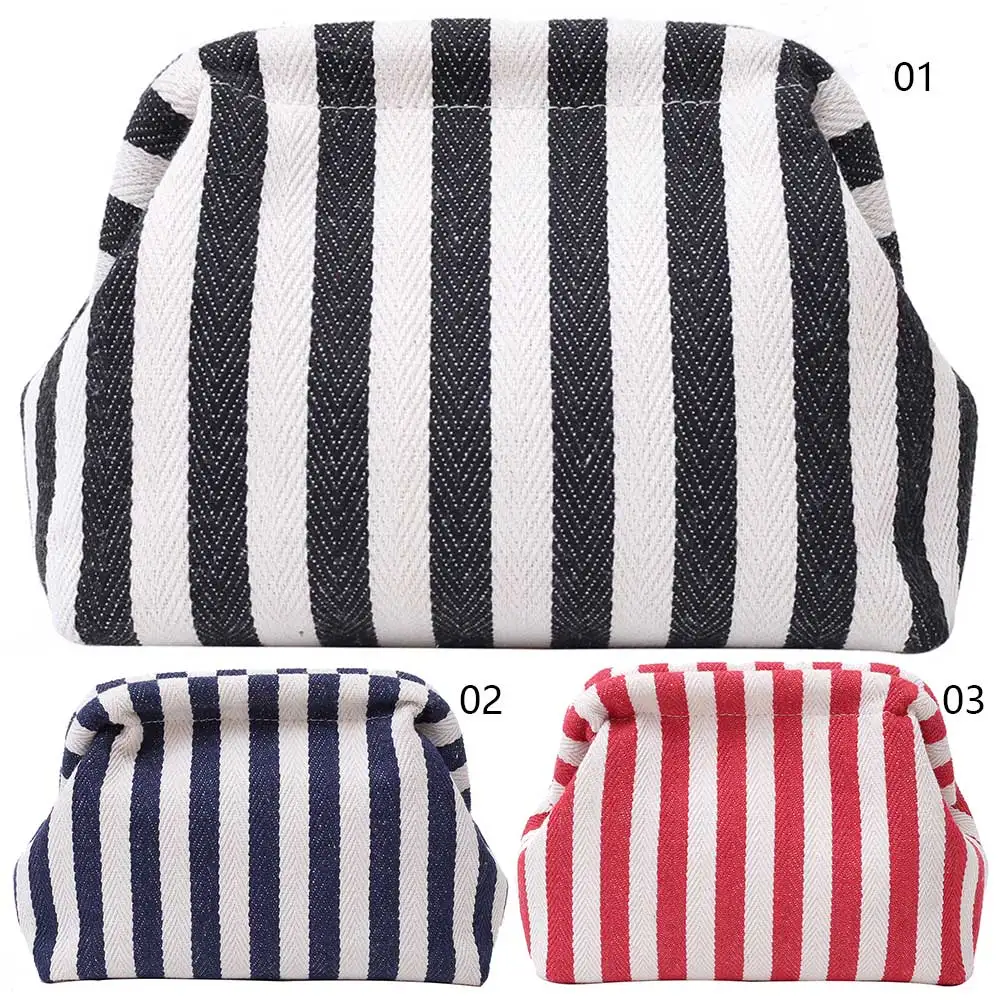 Summer Beach Clutch Bag for Women Striped Ruched Cloud Purse Colorblock Evening Handbag for Travel Party Prom