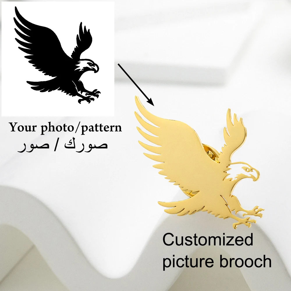 Using images Customizing Personalized Brand Brooches Stainless Steel Accessories Customized LogosJewelry Family Gifts brand brooches