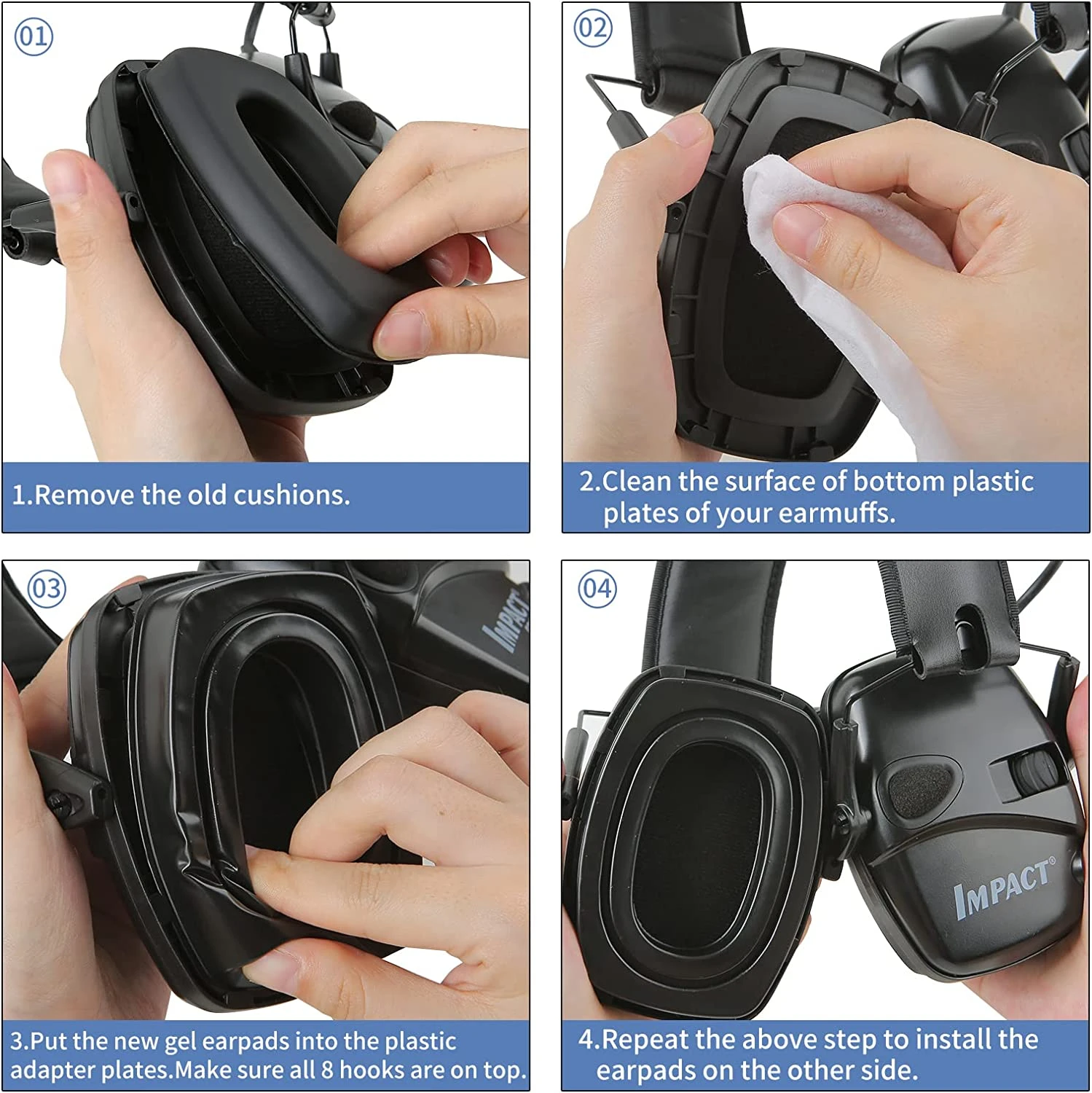 Electronic Earmuffs Gel Ear Pads for Howard Leight Honeywell Impact Sport Tactical Headset Electronic Shooting Hearing Protection Earmuff