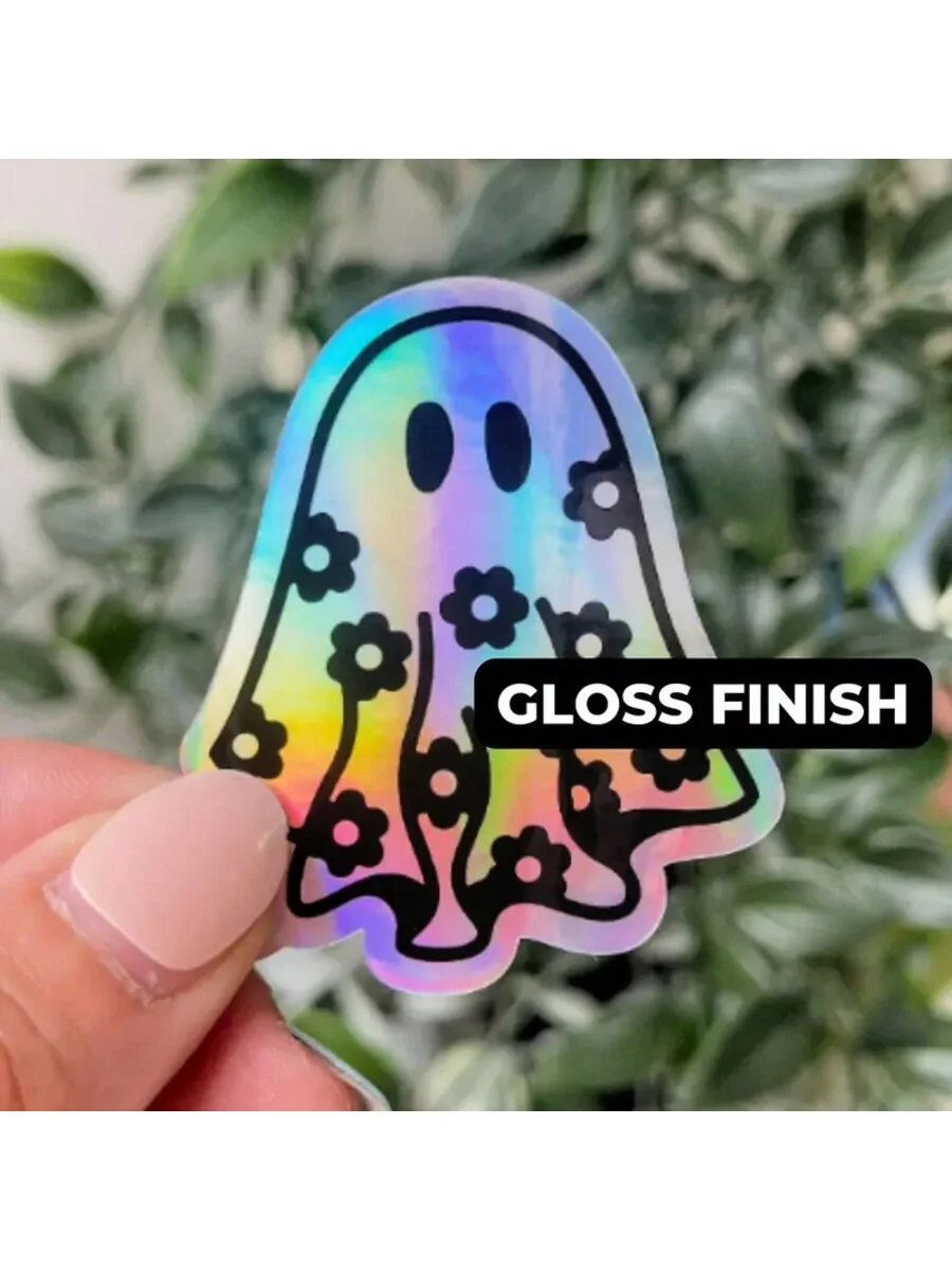 4-8cm holographic laser vinyl printed QR code stickers personalized ig stickers social media metallic texture QR cod