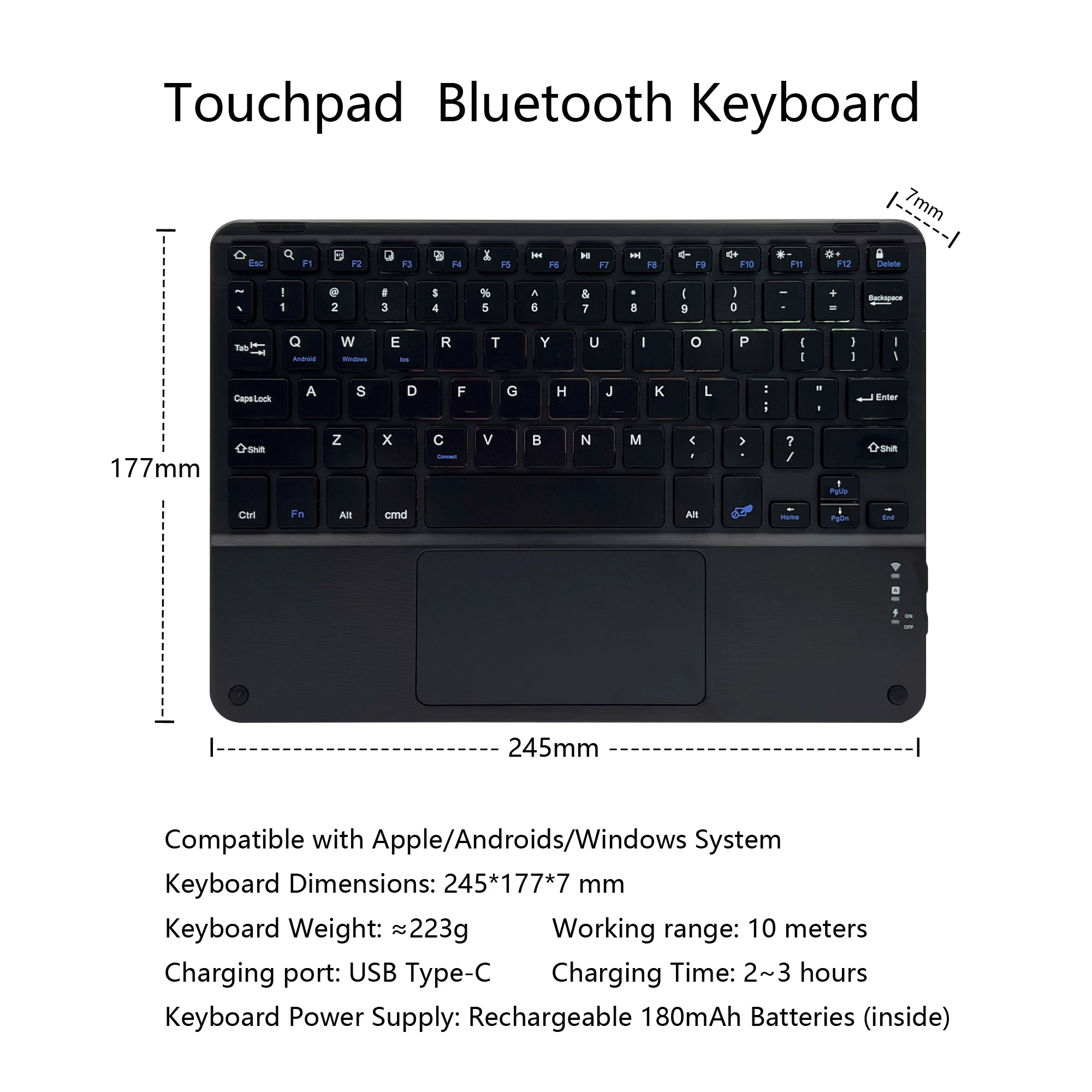Rechargeable Bluetooth-compatible Keyboard Ultra-Slim Wireless Mouse Keyboard Set For Android Windows Tablet iPhone iPad bluetooth keyboard wireless keyboard mouse set