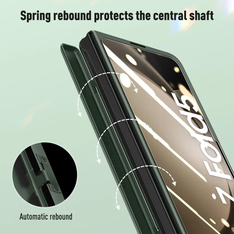 For Samsung Galaxy Z Fold 5 5G Case Luxury Skin-friendly Hinge All-inclusive Shockproof Back Case With tempered glass film