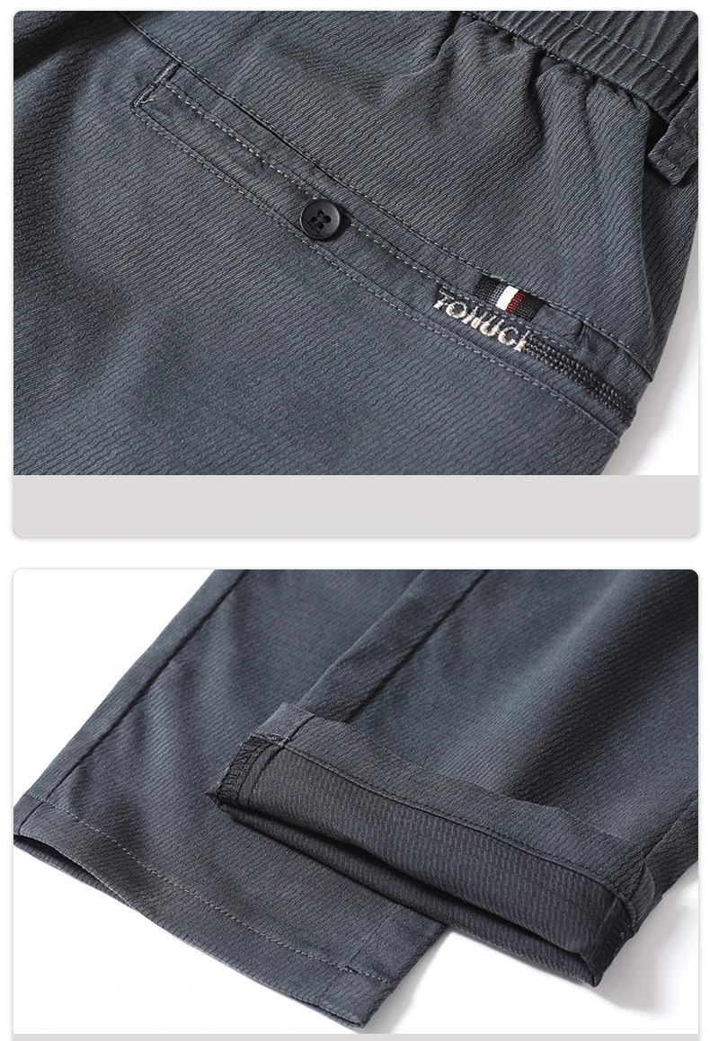 Gerade Slim Fit Lyocell Herrenhose Twill Stoff Atmungsaktive Mode Freizeithose Einfarbig Frühling Sommer Businesshose – Detail 14