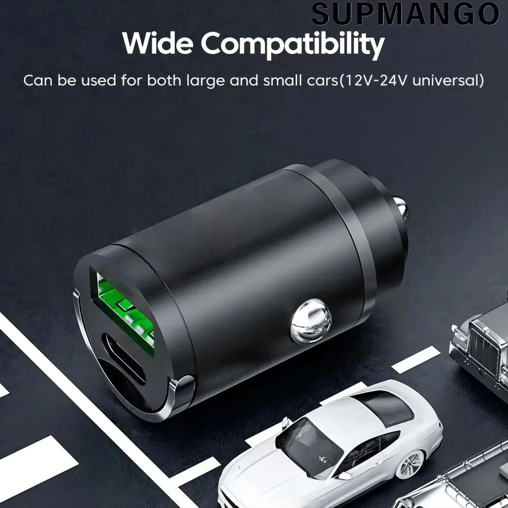 Car Charger Mini PD QC Pull Ring Fast Charging USB C Car Phone Charger Adapter iPhone 13 12 Xiaomi Samsung Huawei