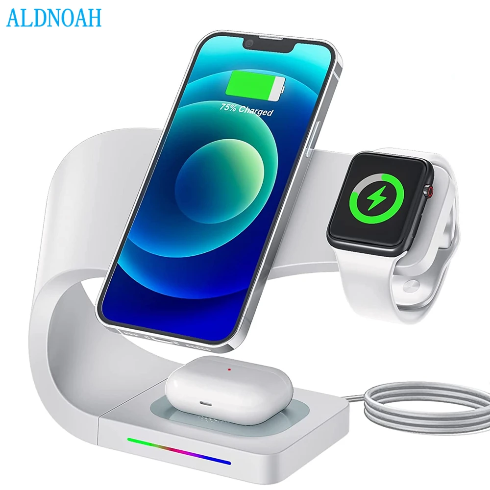 

3 in 1 Magnetic Wireless Chargers Stand For iPhone13 12 Induction Charger Fast Incarcator Bracket Apple Watch 7 6 SE AirPods Pro