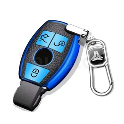 Luxury Leather Car Key Case Cover - Premium TPU Shell (Blue set)