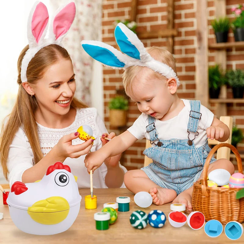 12 passenden Eier Montessori Sinnes Baby Spielzeug Ostern Eier Huhn Farben Formen Sorter Lernen Pädagogisches Spielzeug Für Kinder Geschenke