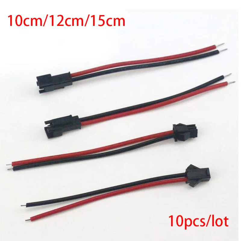 

10pcs/5Pairs 10cm 15cm Long JST SM 2Pins Plug Male to Female male Wire Connector cable pigtail Plug for led strips lights 12cm