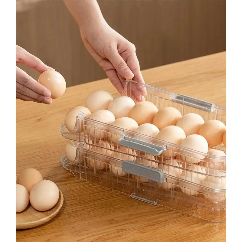 New Rolling Egg Storage Box Frie Side Door Egg Carton Holder Preservation Box Kitchen Organization Tool Pure Color Nordic Sle
