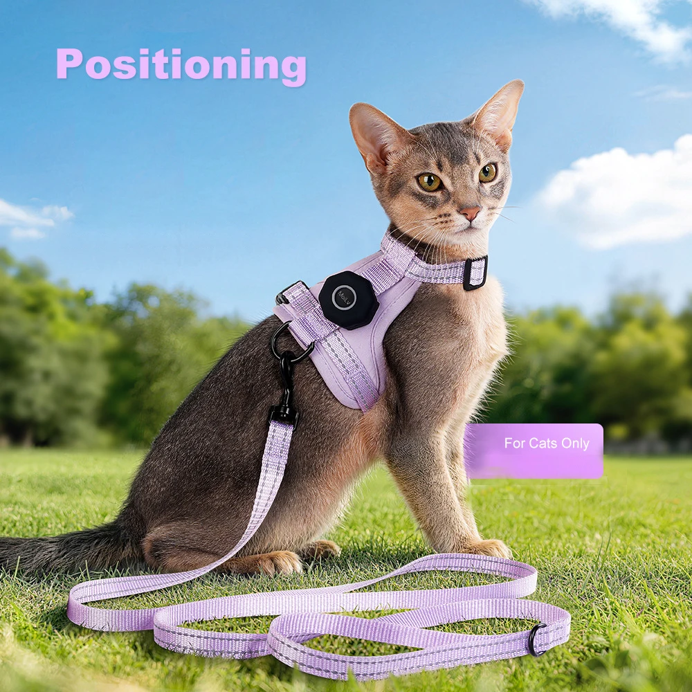 Reflective Escape Proof Cat Harness With Gps Pocket & Leash Set_voghion.com