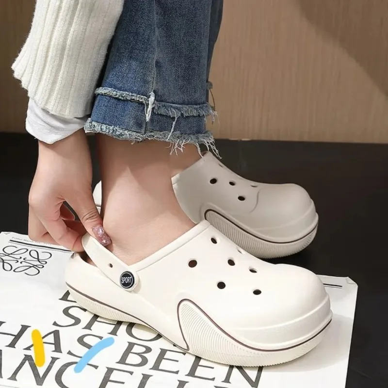 White Chunky Platform Clogs Shoes for Women Thick Bottom Non Slip Beach Sandals Woman Summer Fashion Wedges EVA Sandals Slippers