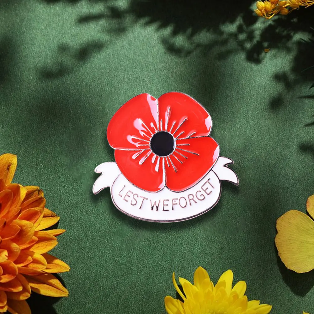 Poppy Flower Brooch Metal Poppy Souvenir Pin Lest We Forget Dripping Oil Pin Jewelry Gift for Friends