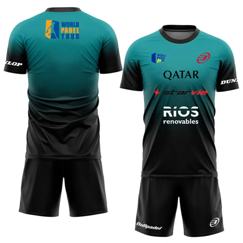 New Men's Padel Tennis Training Suit Premium Gradient Padel Shorts and T-Shirt Set Summer Quick Drying Sportswear Two-piece Set 6