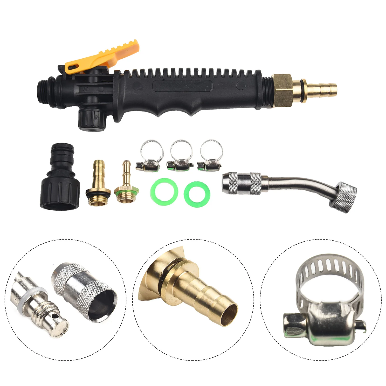 

Buckle Copper Connector Adjustable Nozzle Brass Barb Locking Feature Sprayer Wand Replace Universal Sprayer Wand