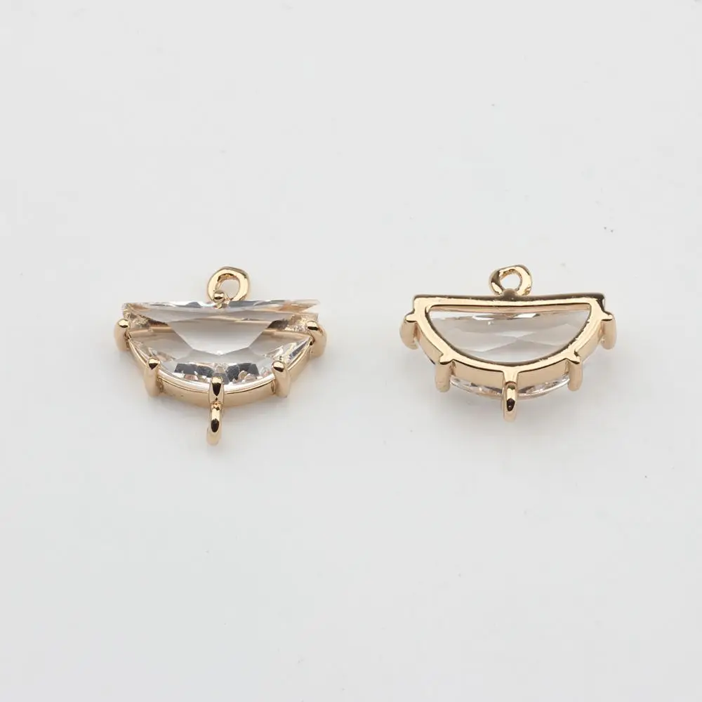 Kupfer Zirkon Zirkon Kupfer vergoldet Kristall umrandet fächerförmige Charms Stecker 10 teile/los für DIY Schmuck machen Zubehör – Detail 25