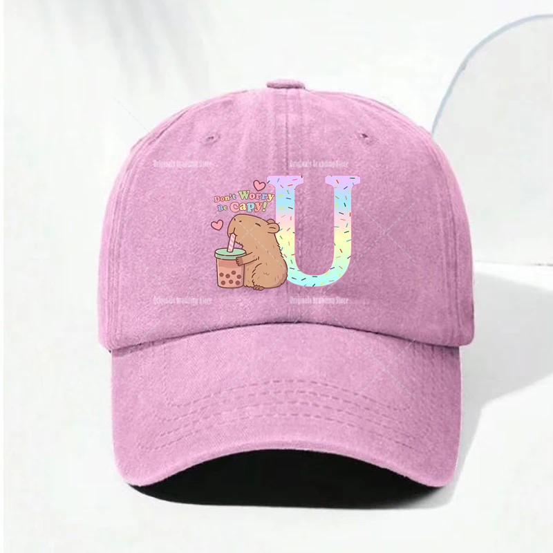 Charming Capybara Alphabet Baseball Cap – Summer Adjustable Sun Hat