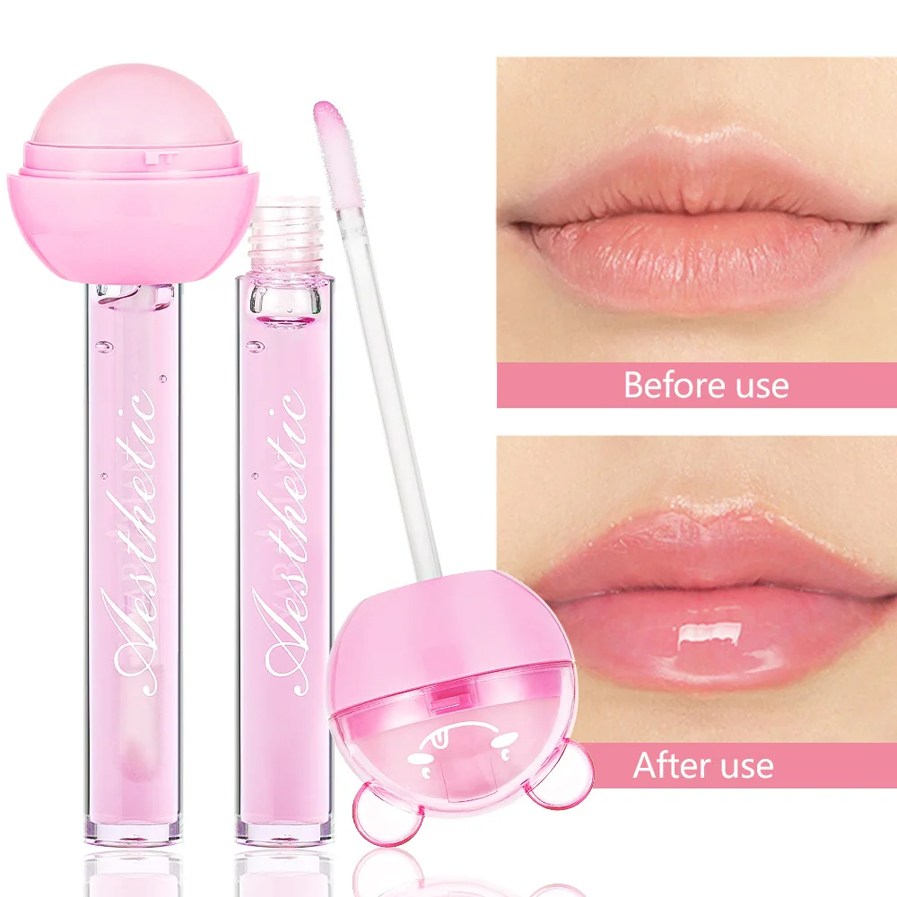 2 In 1 Cute Lollipop Lip Gloss Moisturizing Lip Plumper Lip Balm Lipstick Mineral Oil Lip Nutritious Lips Care Makeup Cosmetics 2