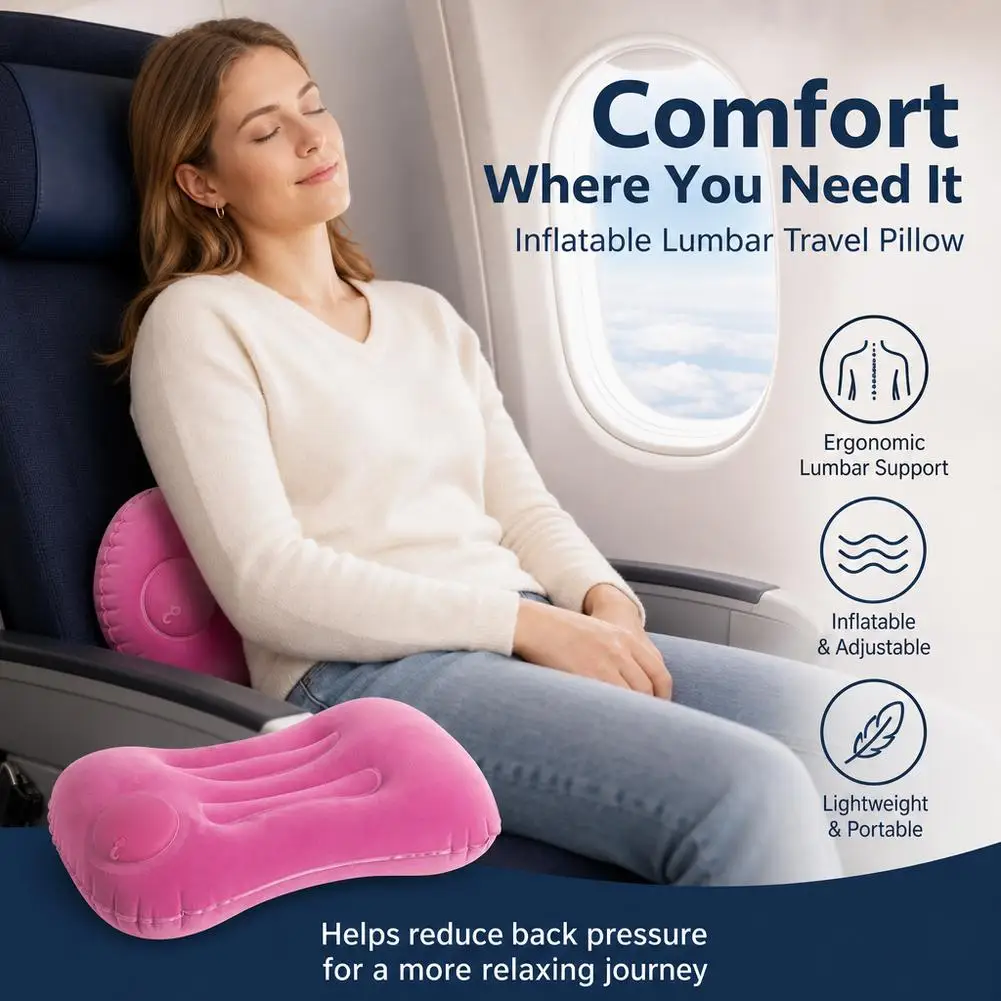 Portable Inflatable Travel Cushion: Comfortable Air Pillow for Camping, Beach, Pool, Backrest & Headrest
