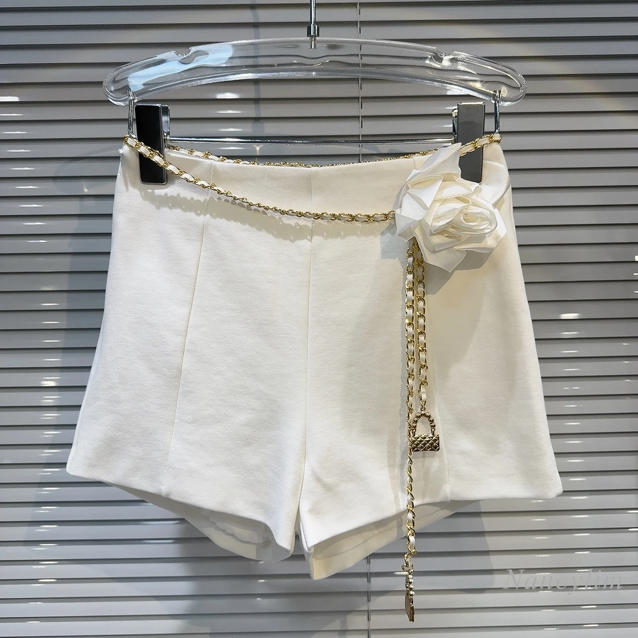 2024 Summer New Classic Style Handmade Flower Chain Decorative Temperament Short Shorts for Women