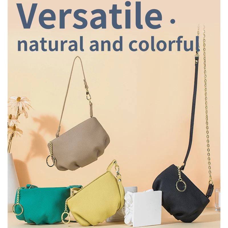 2024 New Mini Dumpling Bag Genuine Leather Womens Portable Shoulder Bag French Fashion Crossbody Chian Hand-held Women Bags
