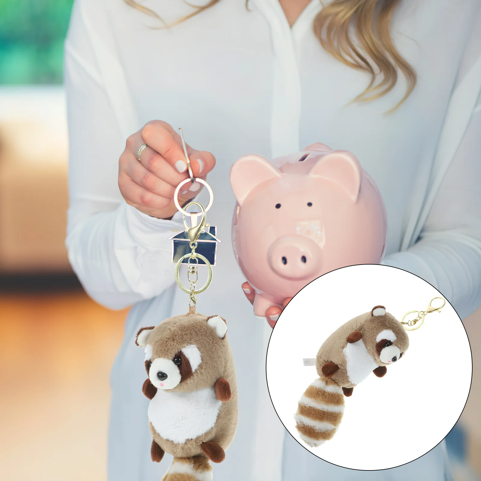 

Key Fob Keychain Red Panda Pendant Plush Stuffed Bag Hanging Decors Fluffy Backpack Keychains