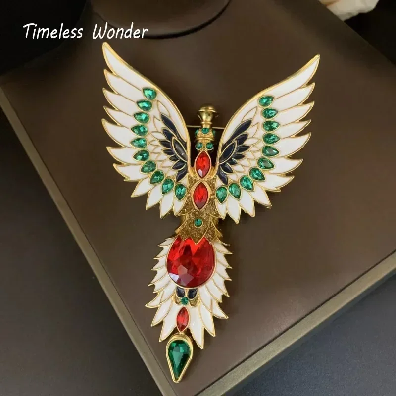 

Timeless Wonder Enamel Zircon Geo Angel Wings Brooch Pins for Women Designer Jewelry for Gown Runway Rare Luxury Gift Set 5381