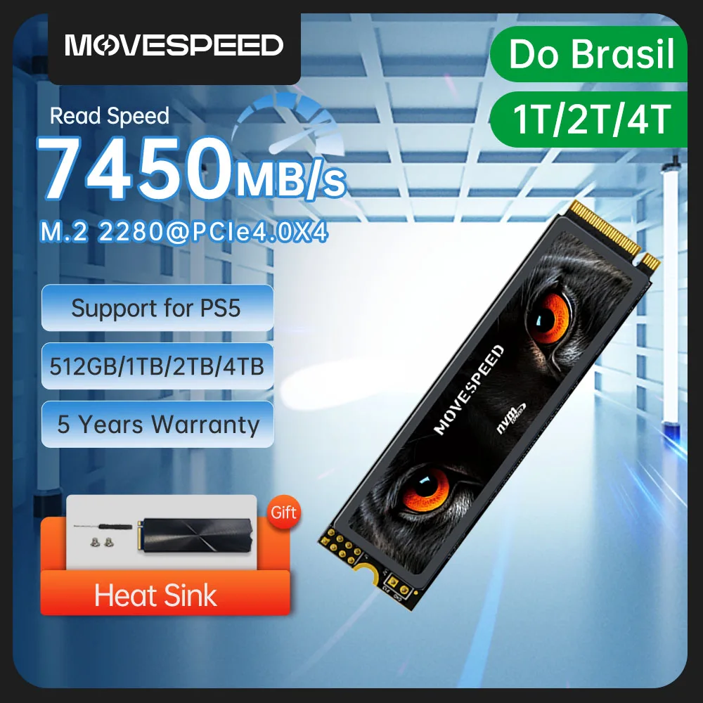 内蔵型SSD Movespeed M.2 SSD 2TB NVMe 7450MB/s MOVESPEED 7450MB/s SSD NVMe M.2 2280 4TB 2TB 1TB Internal Solid