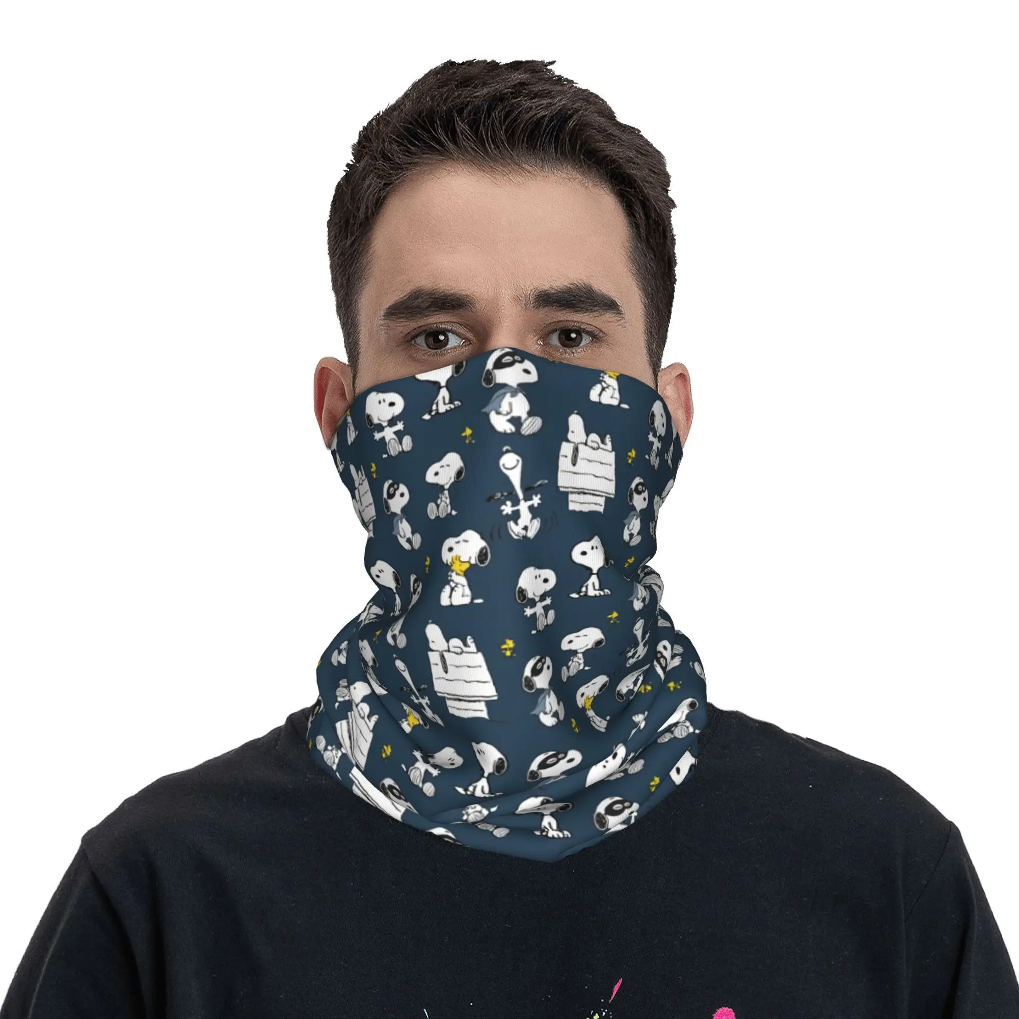 Bandana Custom S-Snoopys Cartoon Pattern Winter Neck Warmer Men Windproof Wrap Face Scarf for Hiking Gaiter Headband