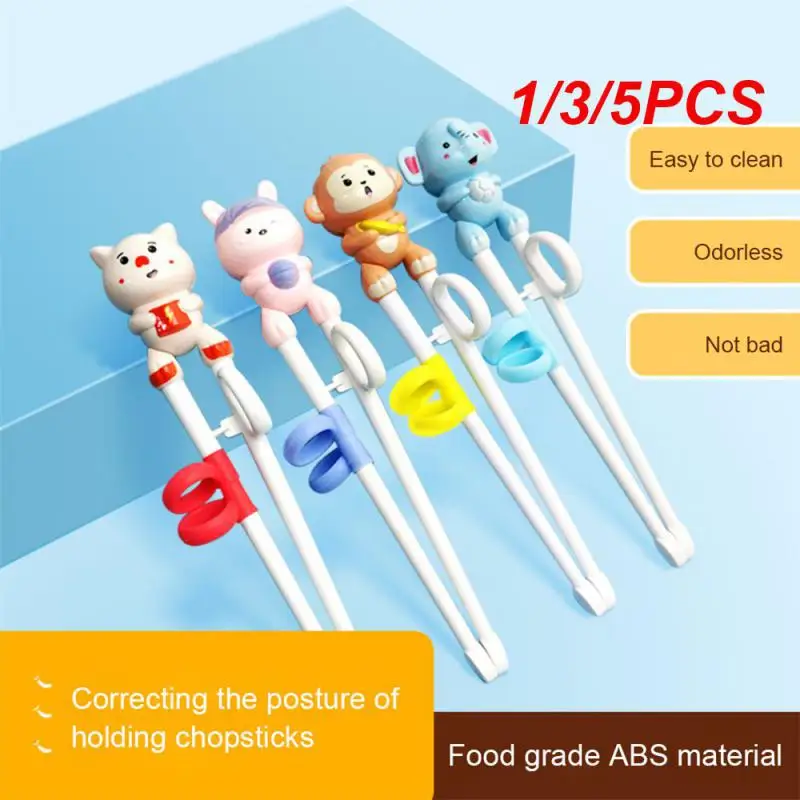 1/3/5PCS Cute Cartoon Monkey Rabbit Elephant Learning Training Chopsticks for Kids Children Chinese Chopstick Beginner Learner