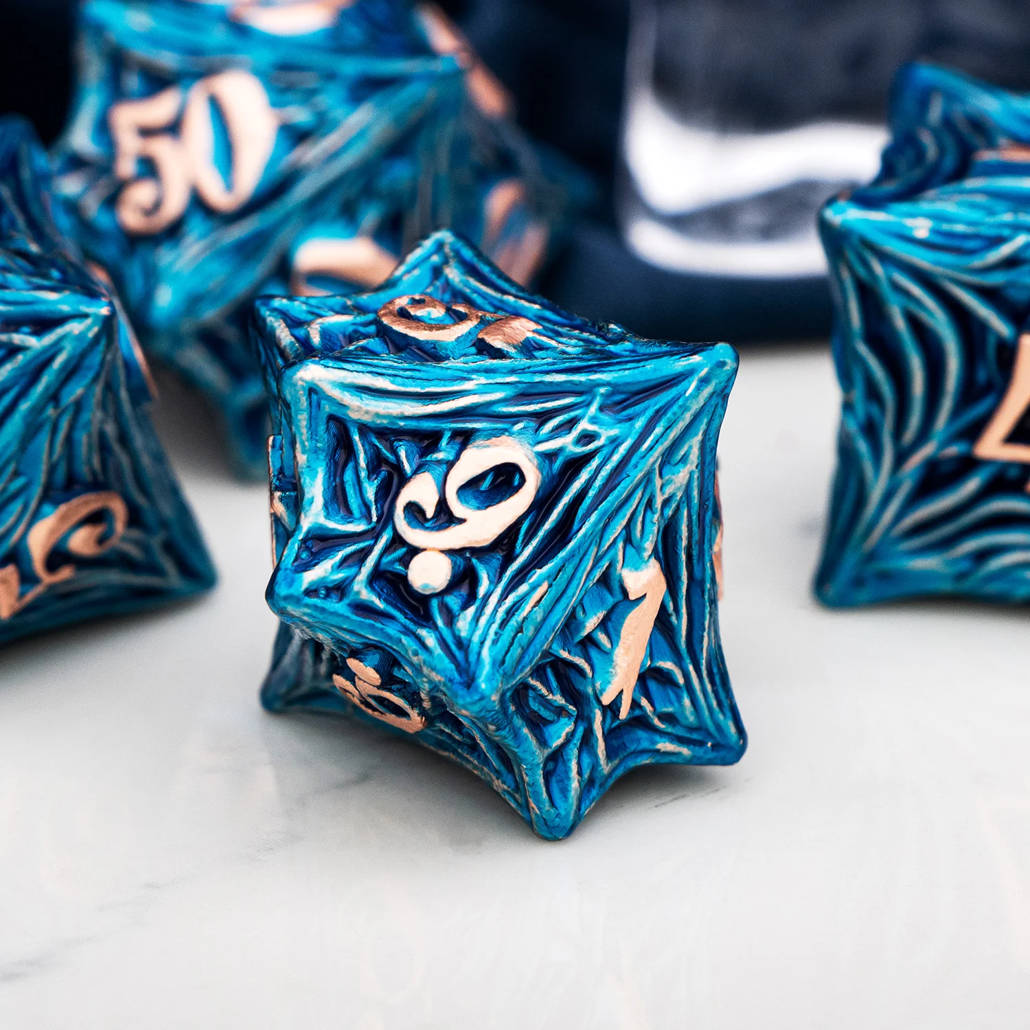 Tree Root Dnd Metal Role Playing Game Dice Set For D+D D6 Dungeon and Dragon Handmade Tabletop D&D Roll Dice Set 7PCS D and D