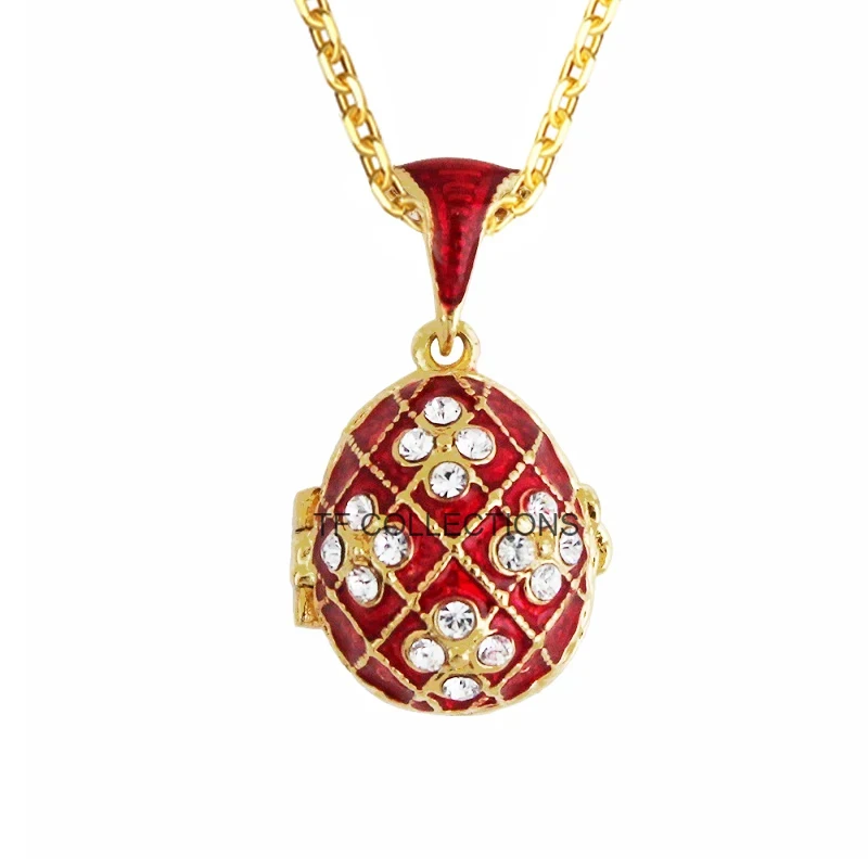 YAFFIL 2025 New Enamel Handmade Brass Vintage Egg Crystal Necklace That Can Be Opened As A Gift For A Woman Or Child 2