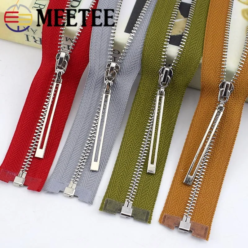  Sewing Zippers,Nylon Coil Zippers,Zippers,2Pcs 20/30cm Close  End 40 70cm Open End 3# Metal Zipper DIY Silver Tooth Coat Decoration Zip  Garment Sewing Material Army Green,Open-End-40cm (Color : Red